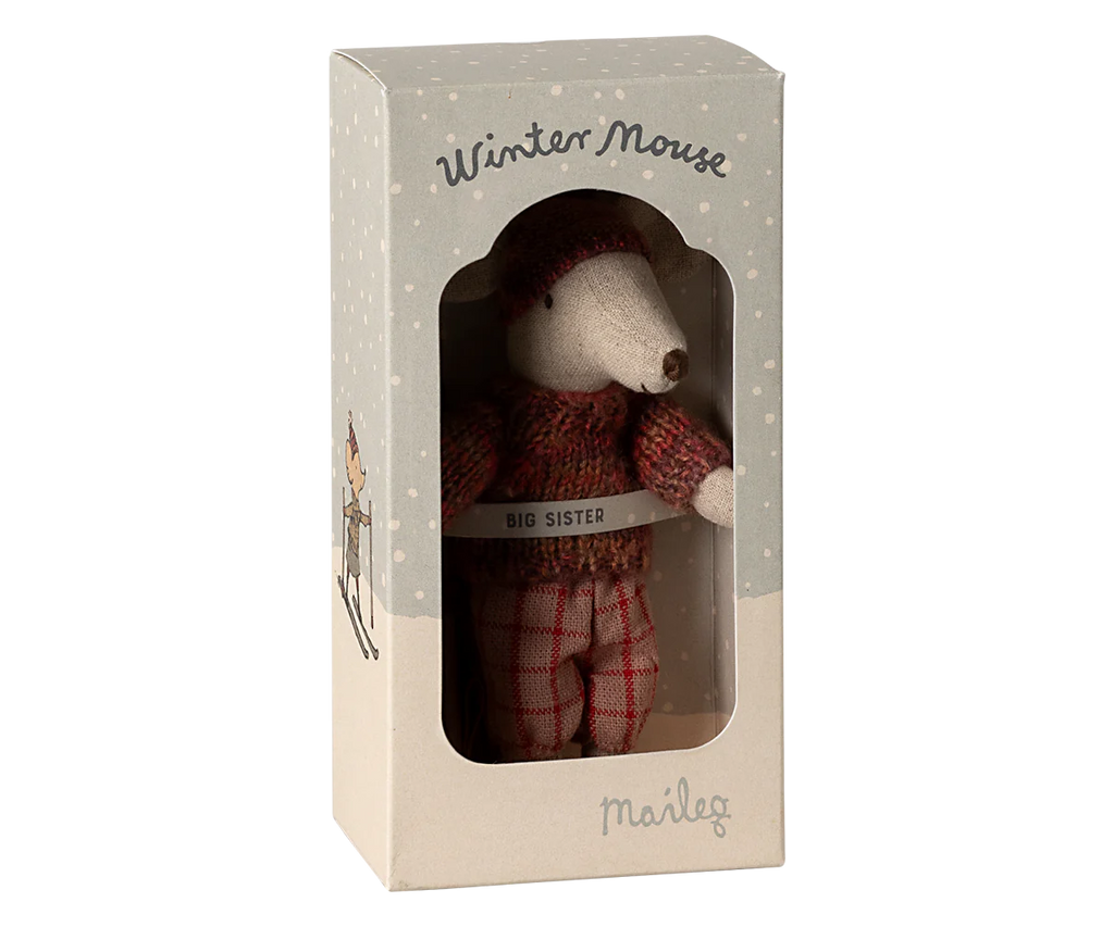 Maileg - Winter Mouse with Ski Set, Big Sister - Rose
