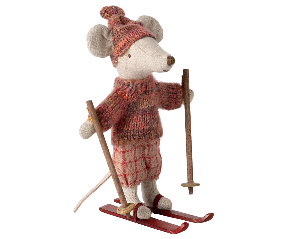 Maileg - Winter Mouse with Ski Set, Big Sister - Rose