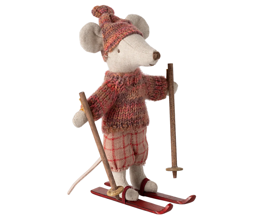 Maileg - Winter Mouse with Ski Set, Big Sister - Rose