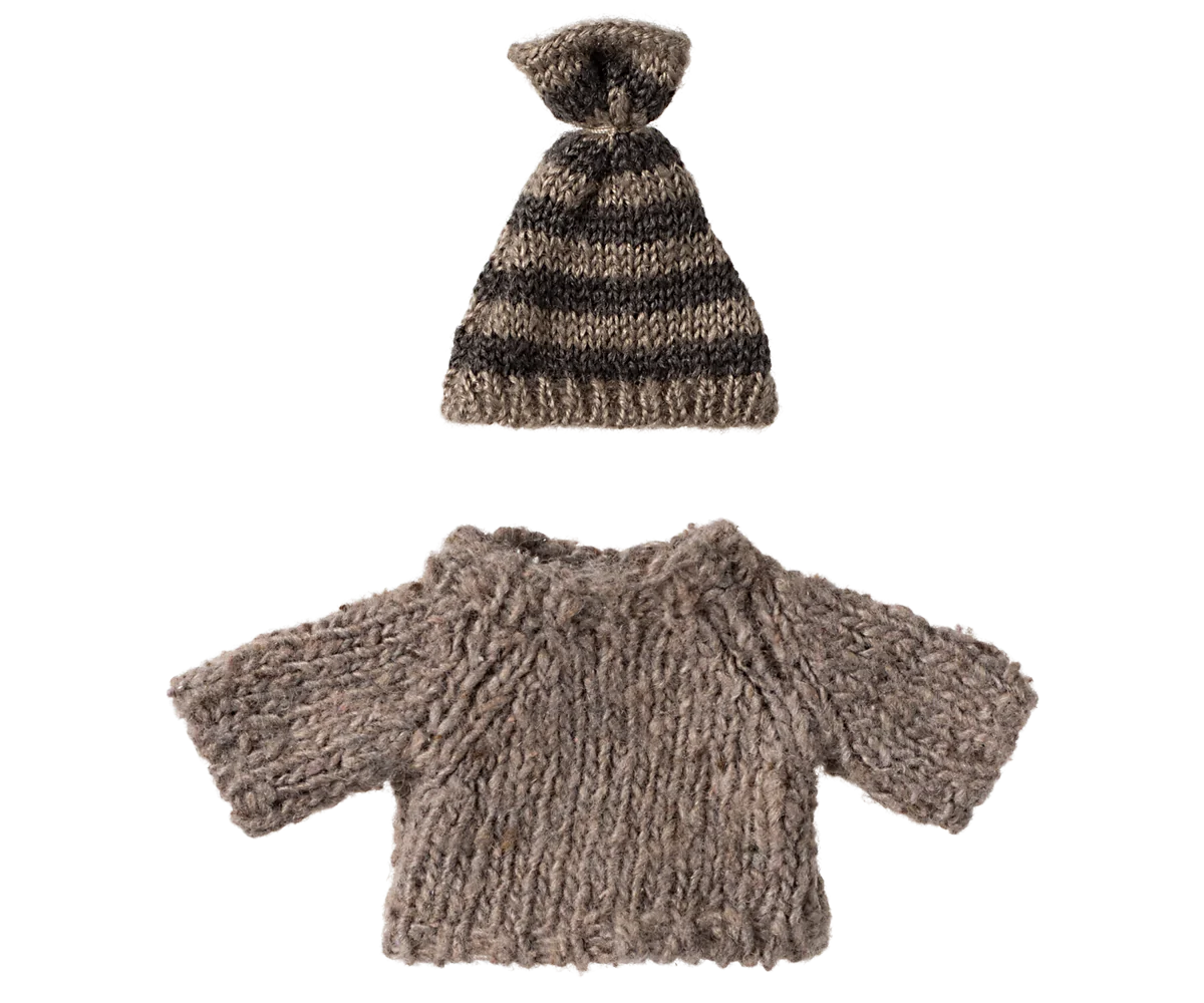 Maileg Knitted Sweater and Hat - Big Brother, Mouse