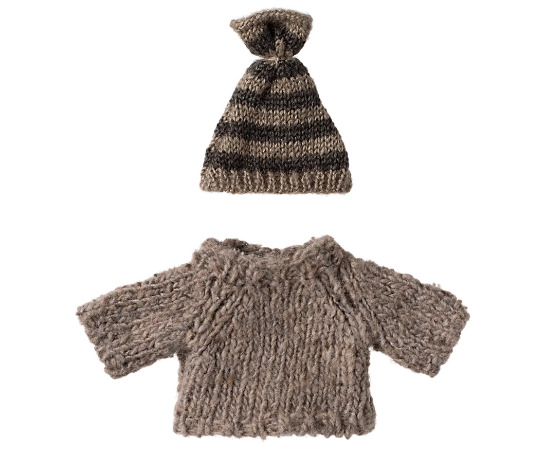 Maileg Knitted Sweater and Hat - Big Brother, Mouse