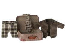 Load image into Gallery viewer, Maileg Jacket, Pants &amp; Tie in Suitcase, Mouse Grandpa
