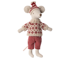 Maileg - Winter Mouse with Ski Set, Mum-Red