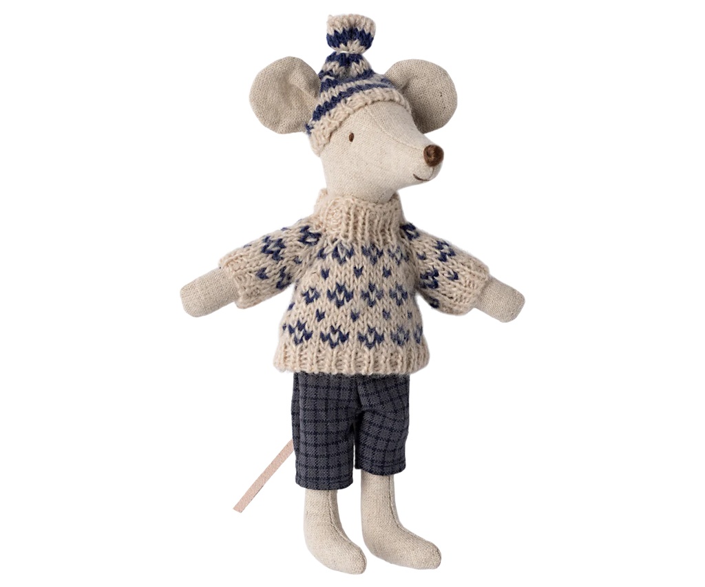 Maileg - Winter Mouse with Ski Set, Dad - Blue