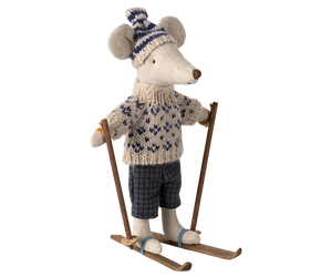 Maileg - Winter Mouse with Ski Set, Dad - Blue