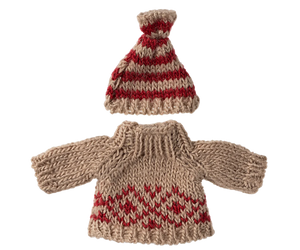 Maileg Knitted Sweater and Hat - Mum mouse