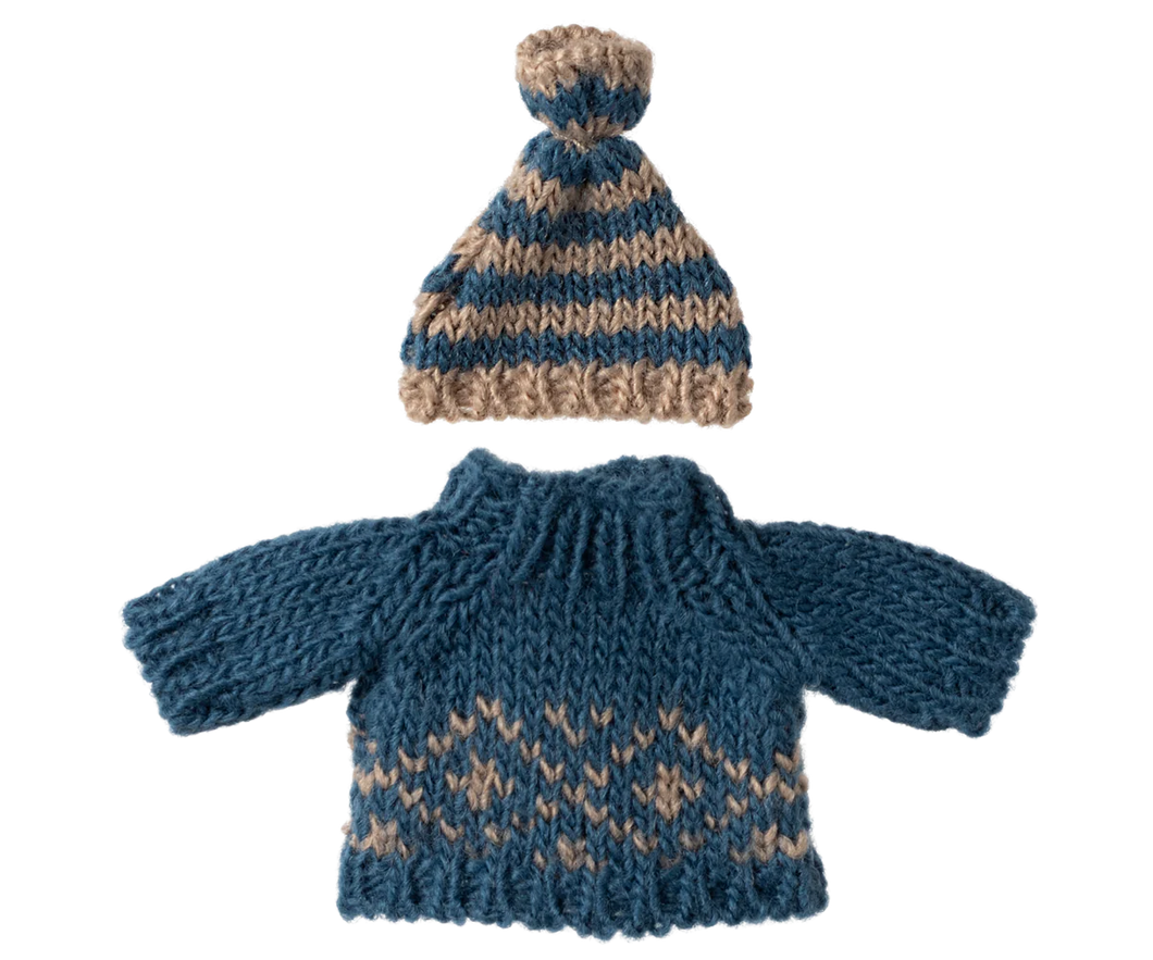 Maileg Knitted Sweater and Hat - Dad mouse