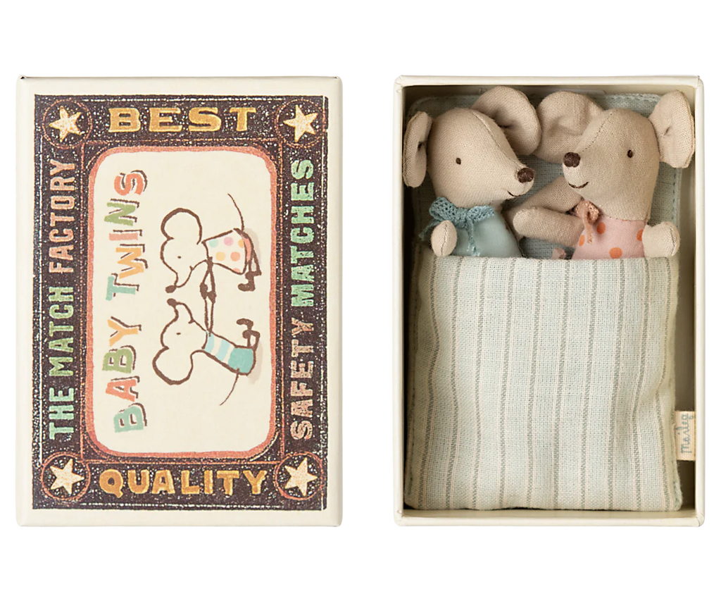 Maileg - Twins, Baby Mice in Matchbox
