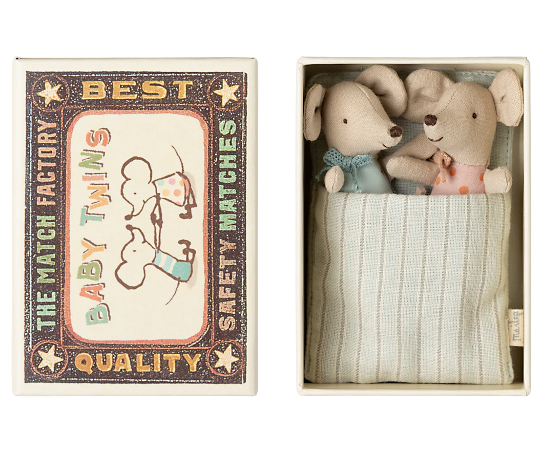 Maileg - Twins, Baby Mice in Matchbox