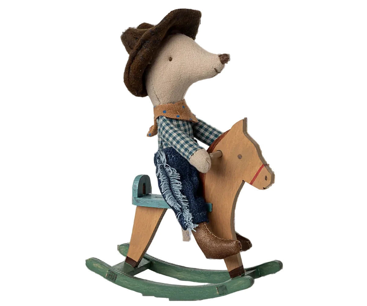 Maileg - Cowboy Mouse on Rocking Horse, Little Brother