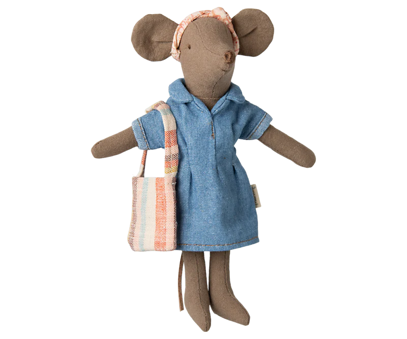 Maileg Denim Dress and Bag, Mum Mouse