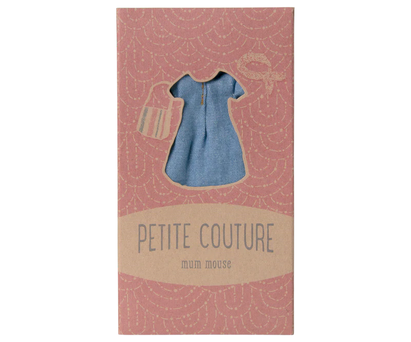 Maileg Denim Dress and Bag, Mum Mouse