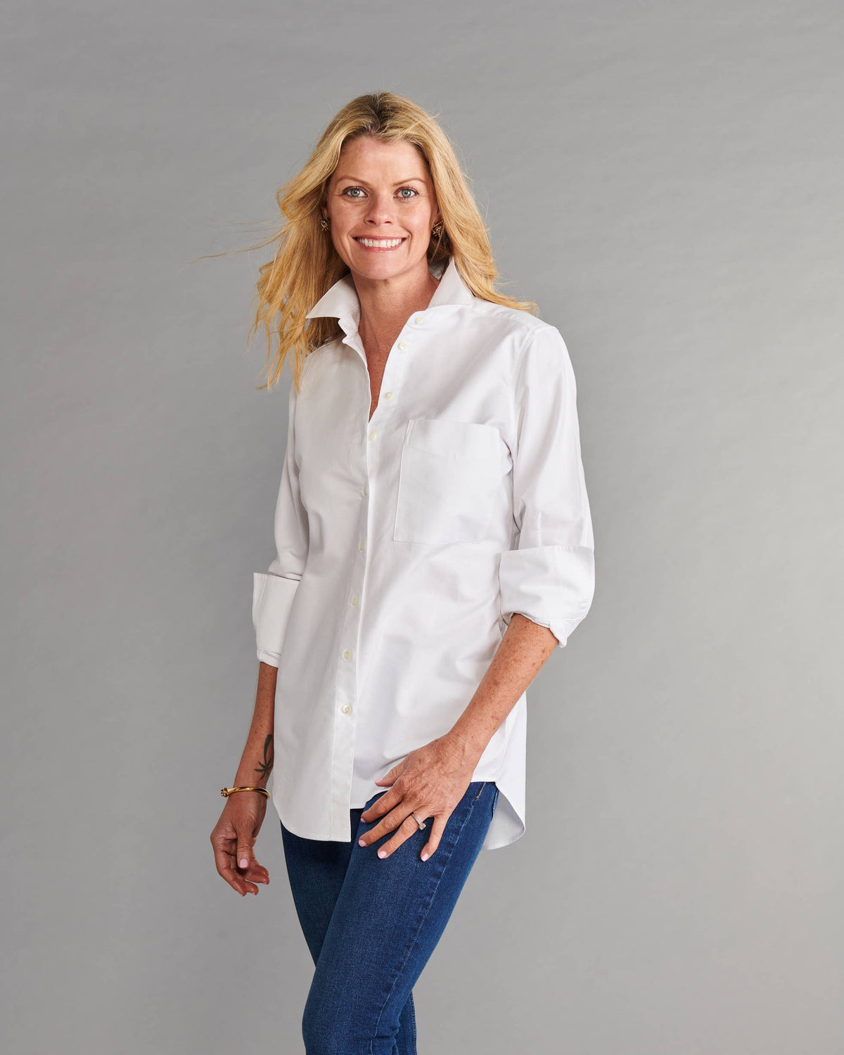 Claridge + King - The Mod Shirt in White Oxford: White oxford / 2XL