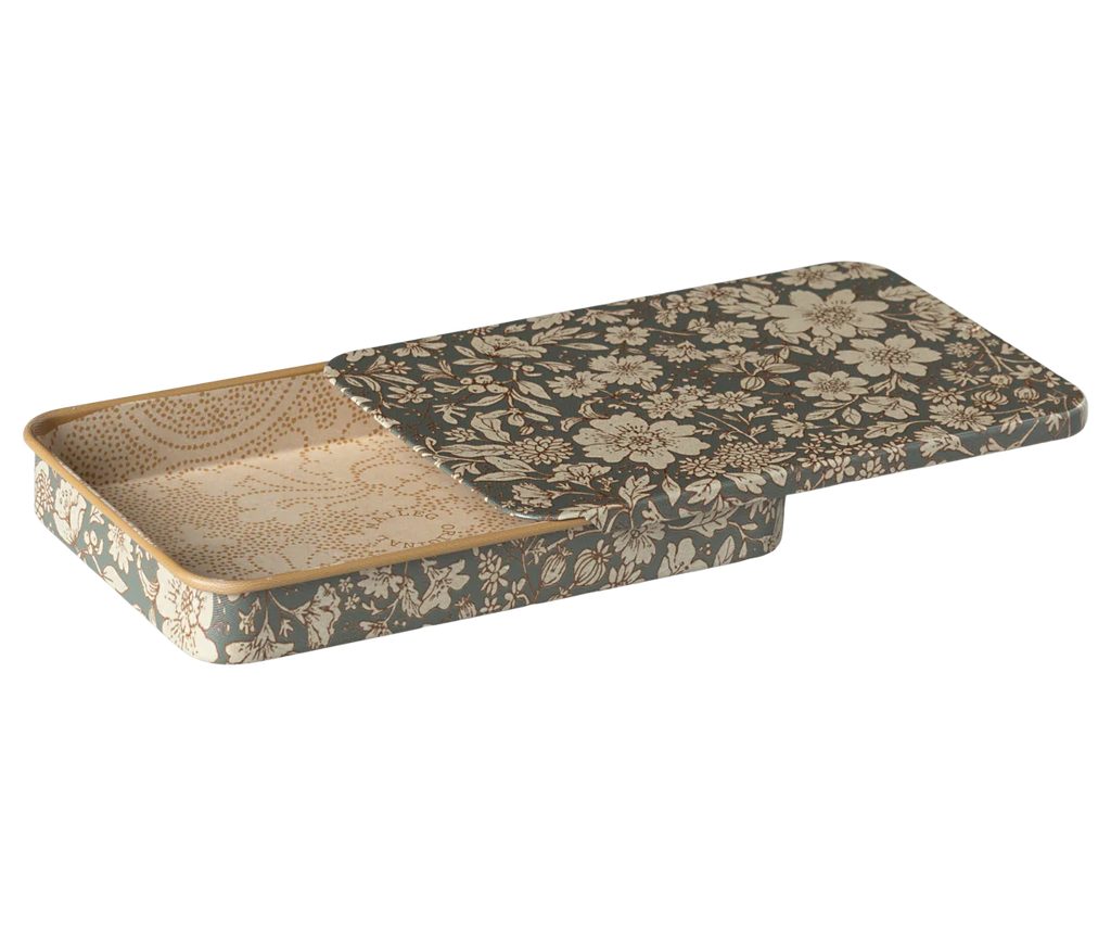 Maileg Metal Box with Sliding Lid - Blossom Blue