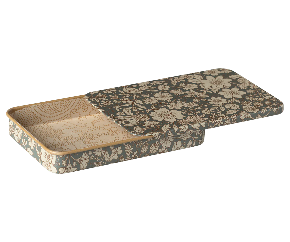 Maileg Metal Box with Sliding Lid - Blossom Blue