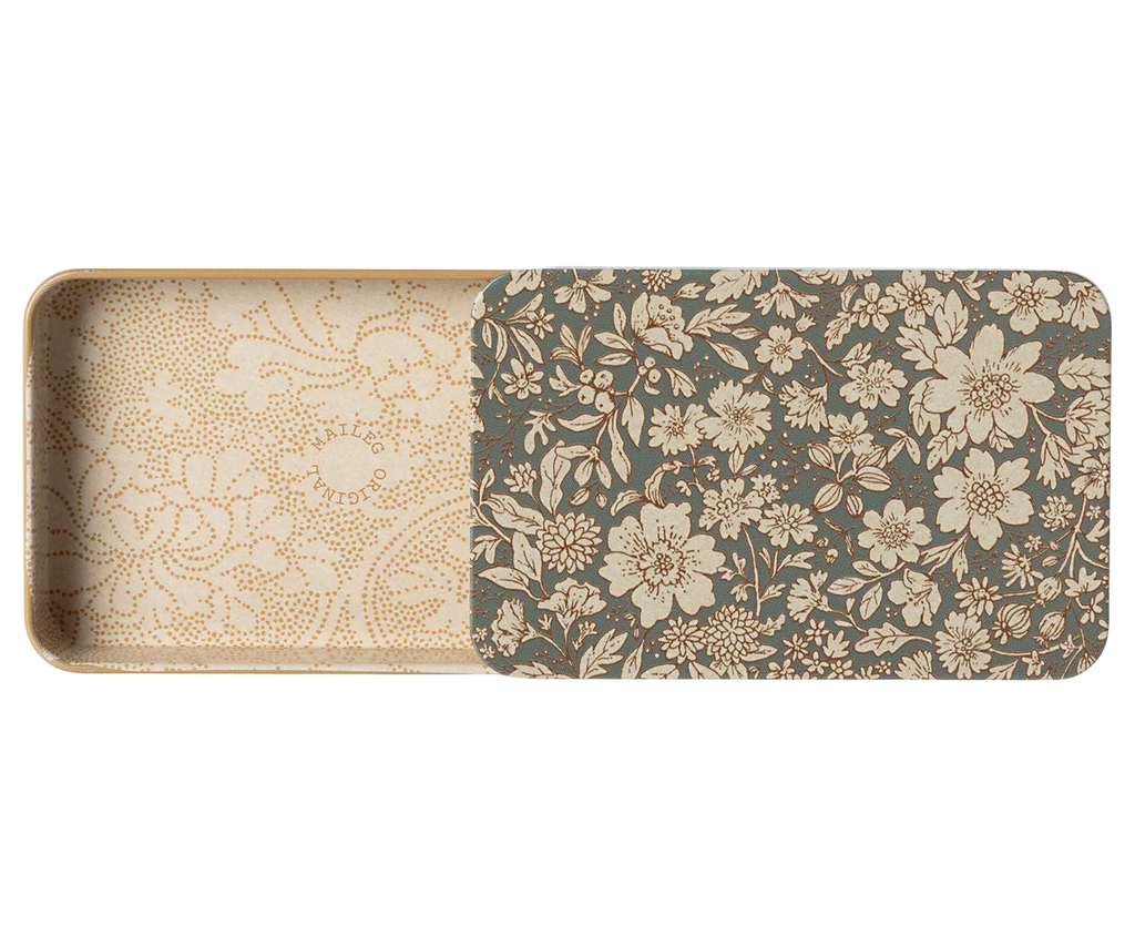Maileg Metal Box with Sliding Lid - Blossom Blue