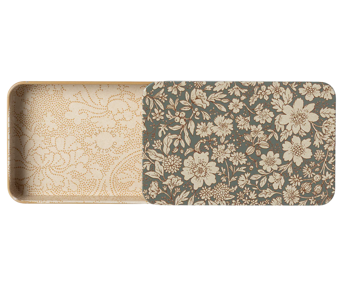 Maileg Metal Box with Sliding Lid - Blossom Blue