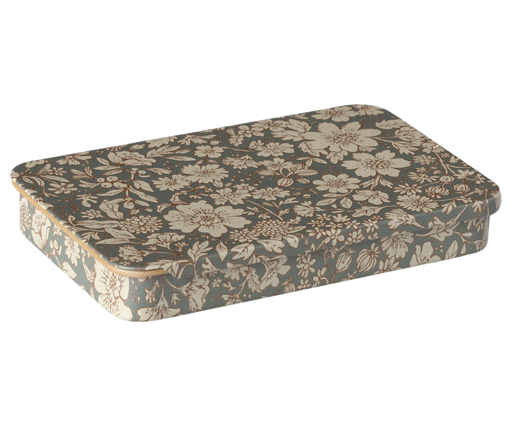 Maileg Metal Box with Sliding Lid - Blossom Blue