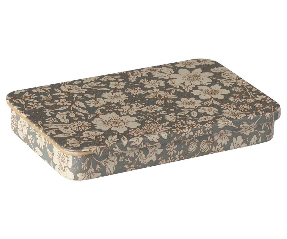 Maileg Metal Box with Sliding Lid - Blossom Blue