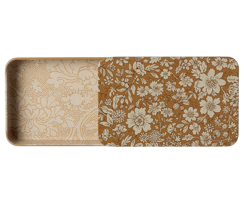 Maileg Metal Box with Sliding Lid - Blossom Ocher