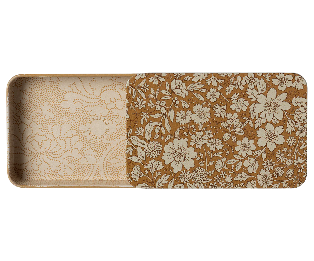Maileg Metal Box with Sliding Lid - Blossom Ocher