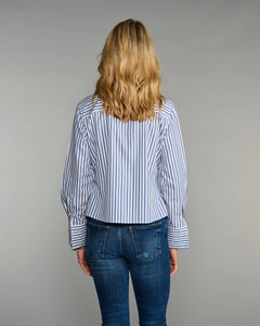 Claridge + King - The Crop in Blue on Blue Stripe: Blue / M