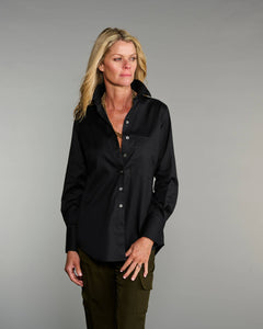 Claridge + King - The Mod in Pitch-Black Poplin: Black / XS