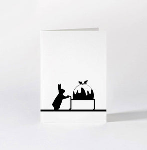 HAM - Christmas Pudding Rabbit Card