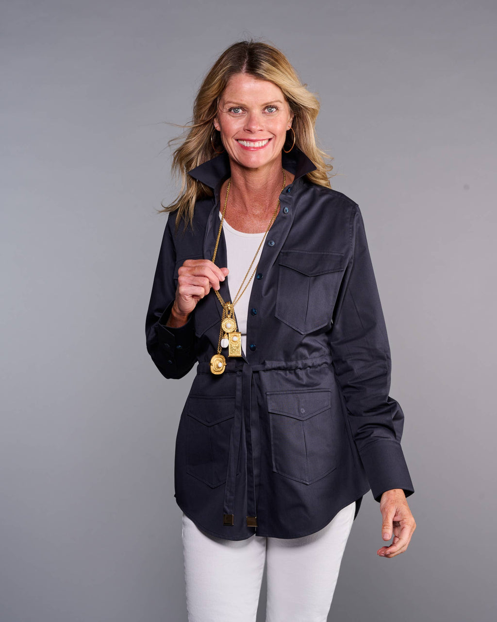Claridge + King - The Four Pocket Shacket in Midnight Blue