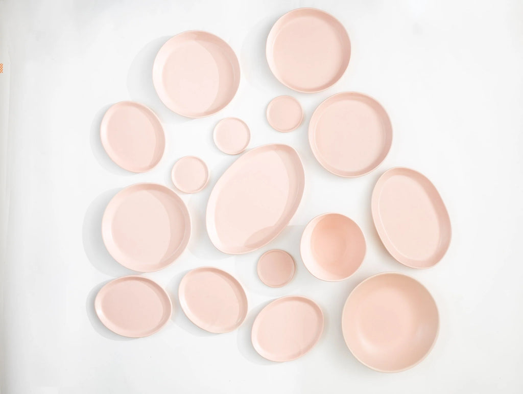 Haand Oval Platter - Ripple | 13 in - Buttermilk Pink