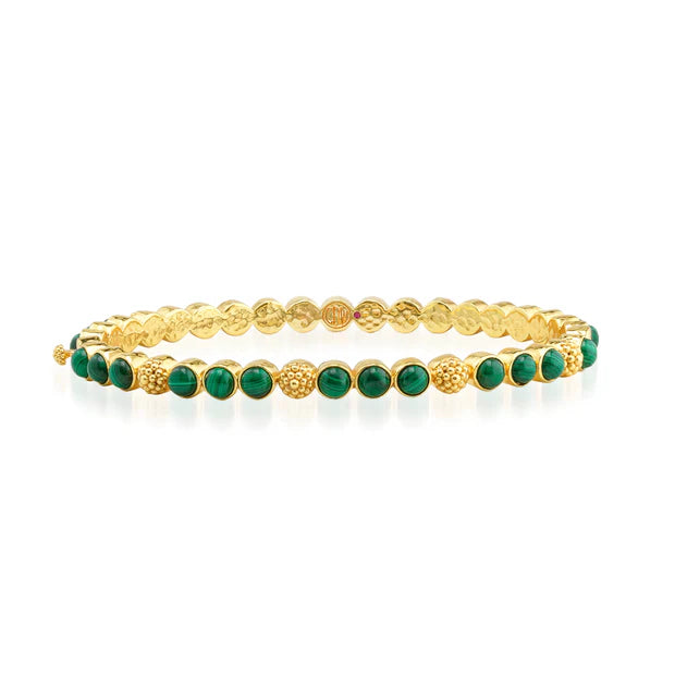 Capucine De Wulf Berry Gem Petite Hinged Bangle  - Malachite