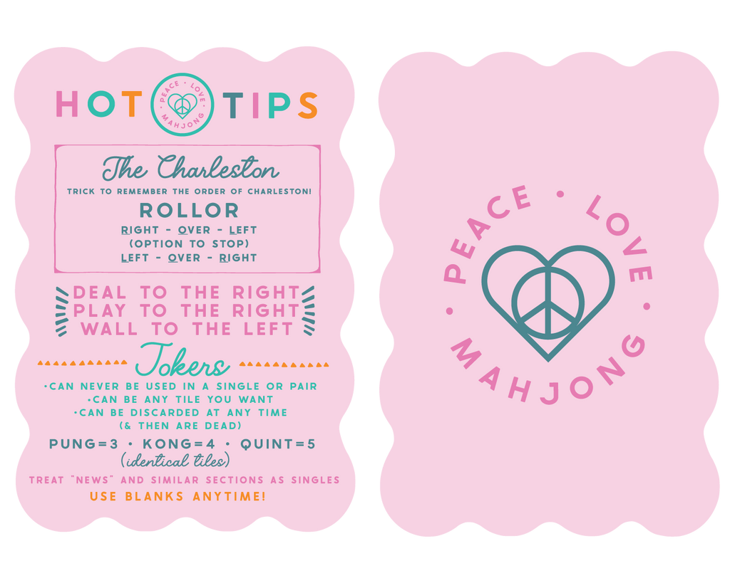 Peace Love Mahjong - Mahjong Tile Shufflers + Hot Tips/Set of Two: Pink