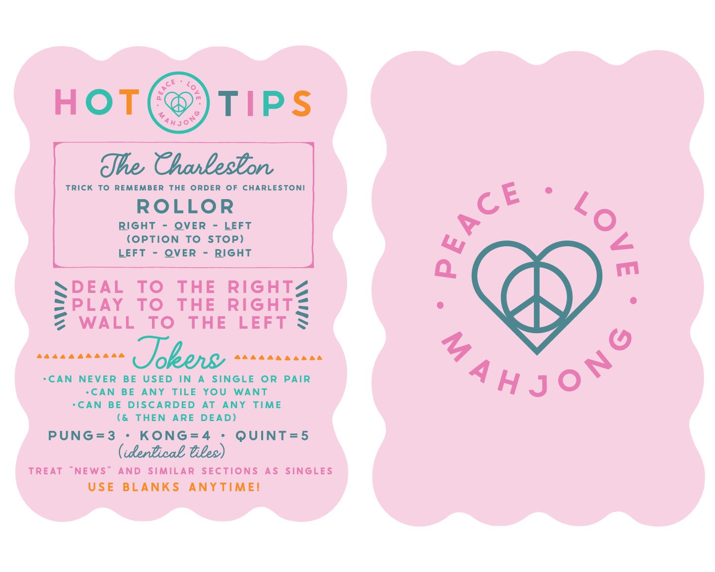 Peace Love Mahjong - Mahjong Tile Shufflers + Hot Tips/Set of Two: Pink