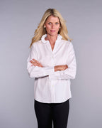 Claridge + King - The Pleated League Blouse in Crisp White (Easy-Care)