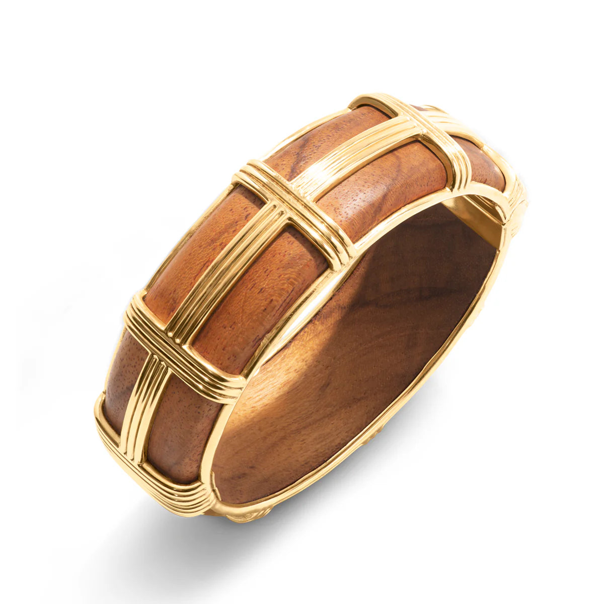Capucine De Wulf Gaia Hinged Bangle in Gold - Teak