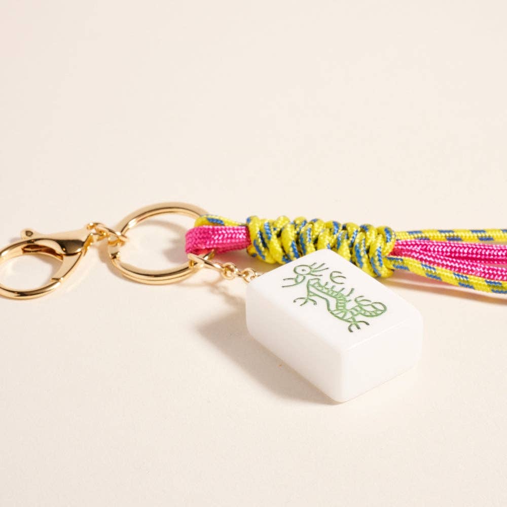 Mahjong Dragon Tile Cord Keychain Bag Charm: Multi