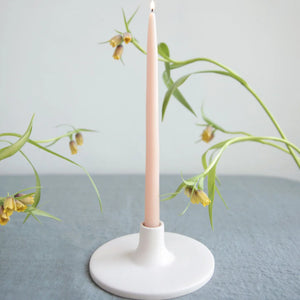 The Floral Society - Ceramic Taper Holder Wide | Matte White