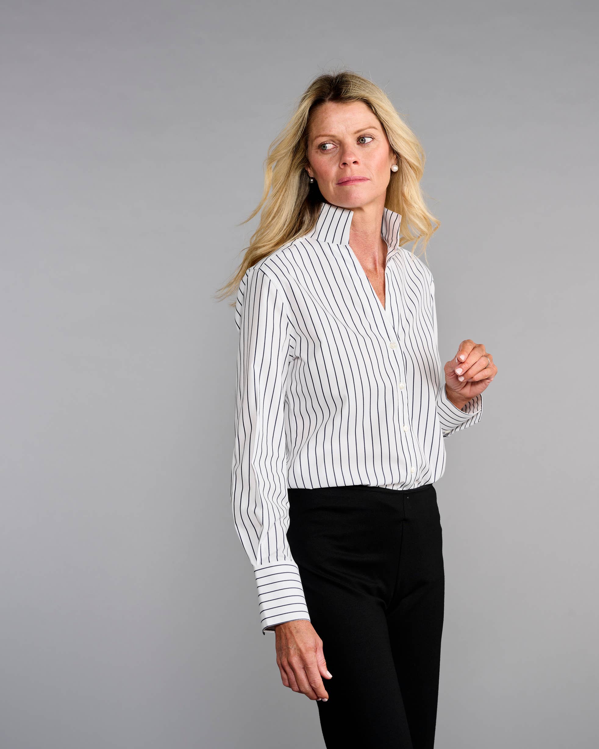 Claridge + King - The League in Black + White Stripe: L
