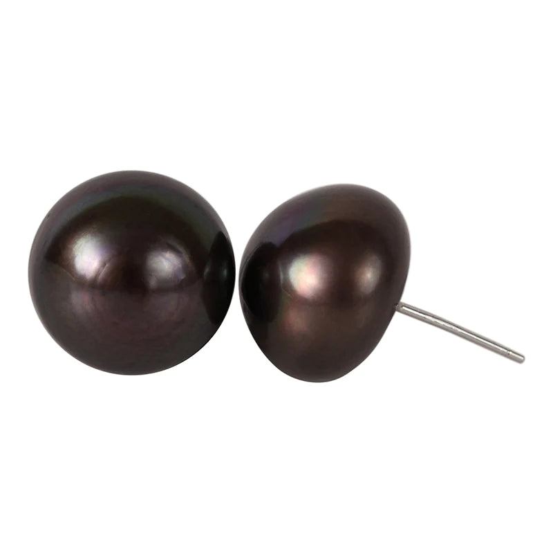 Black Freshwater Stud Earring 14MM
