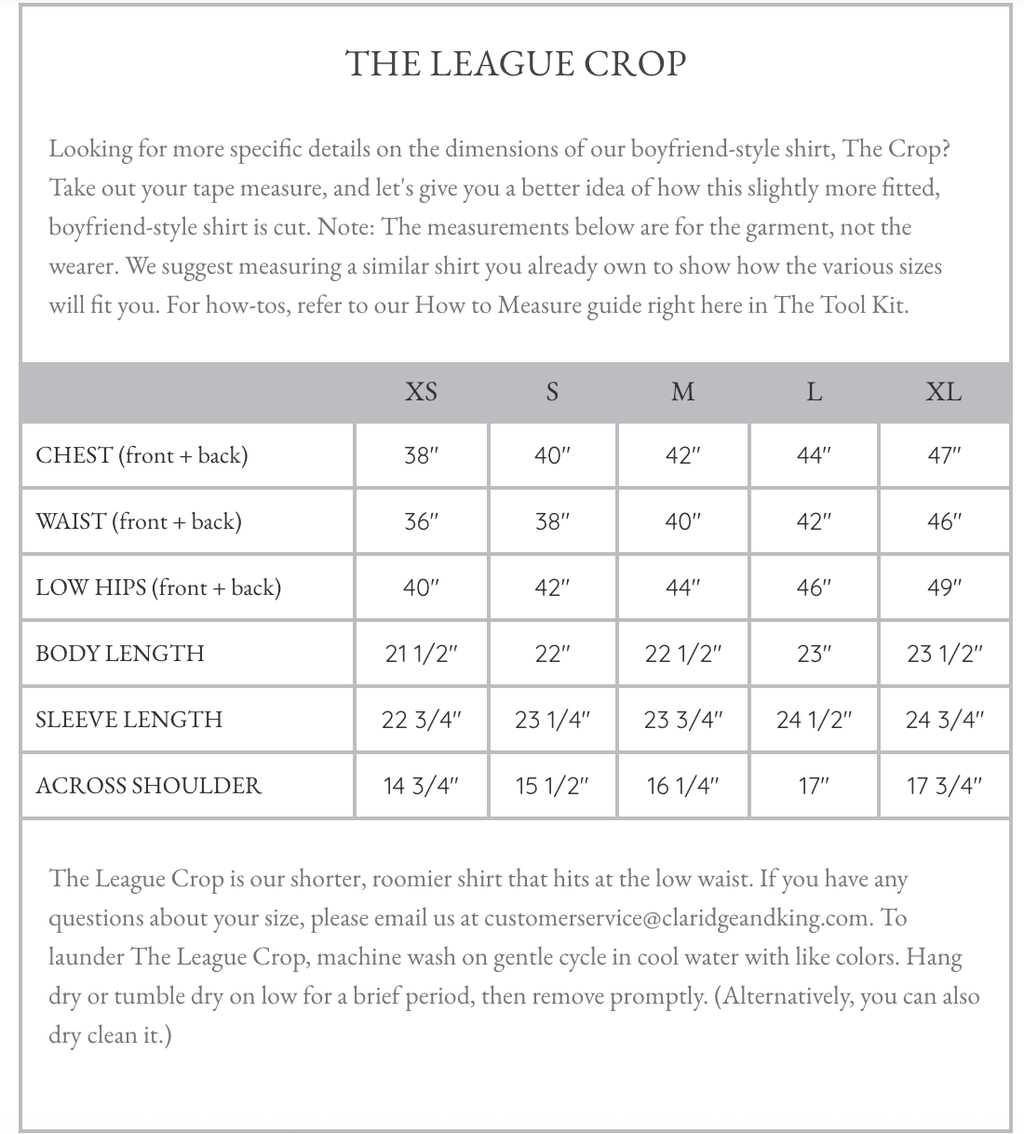 Claridge + King - The League Crop Shirt in Dark Blue Denim with Stripe Trim