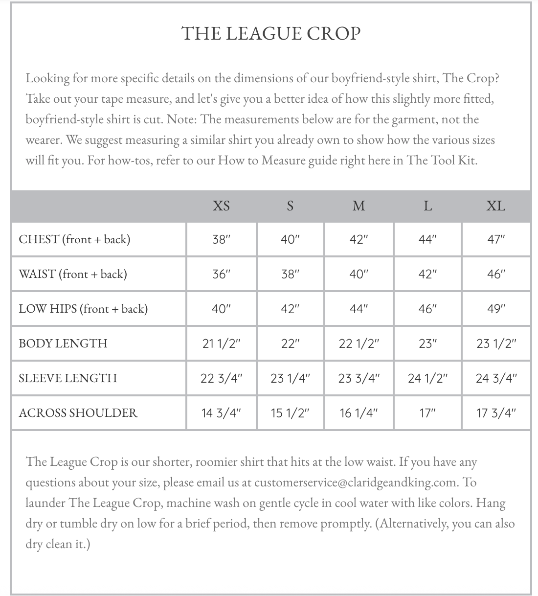 Claridge + King - The League Crop Shirt in Dark Blue Denim with Stripe Trim