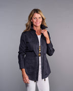 Claridge + King - The Four Pocket Shacket in Midnight Blue