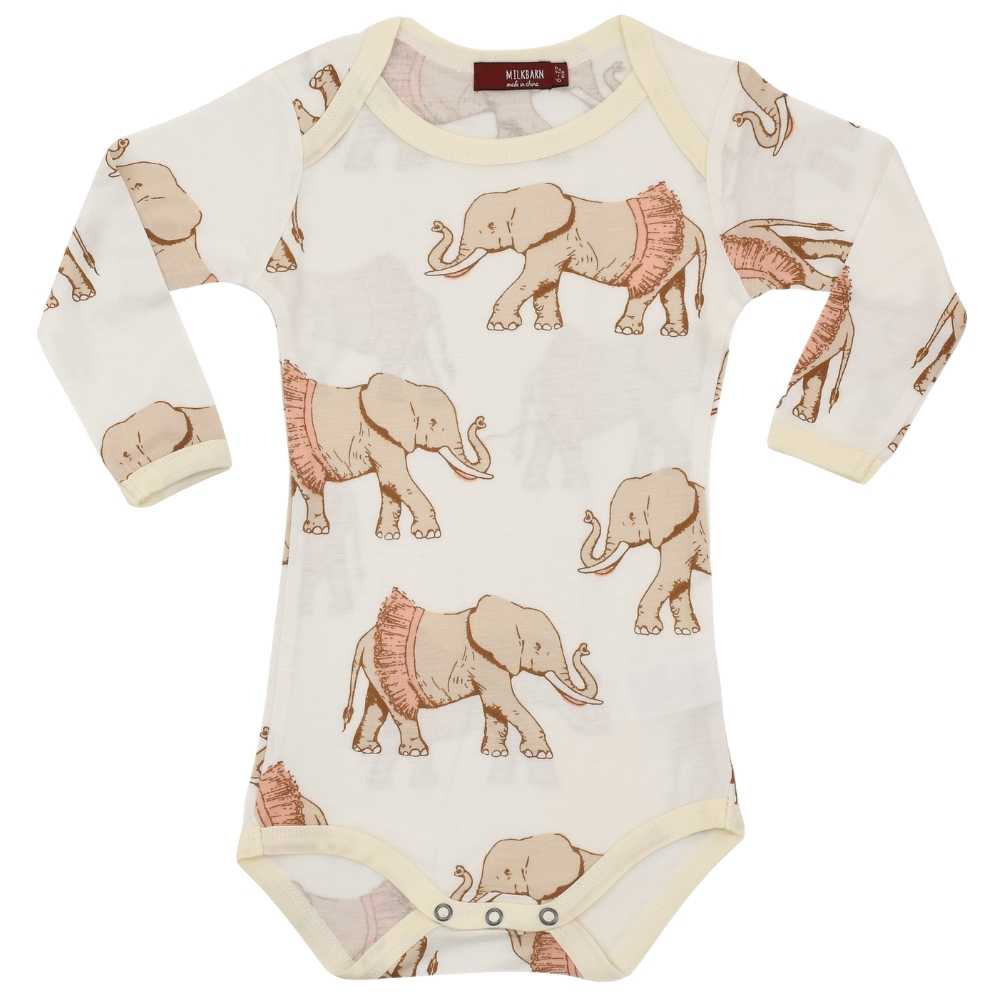 Milkbarn Cotton Long Sleeve One Piece | Tutu Elephant