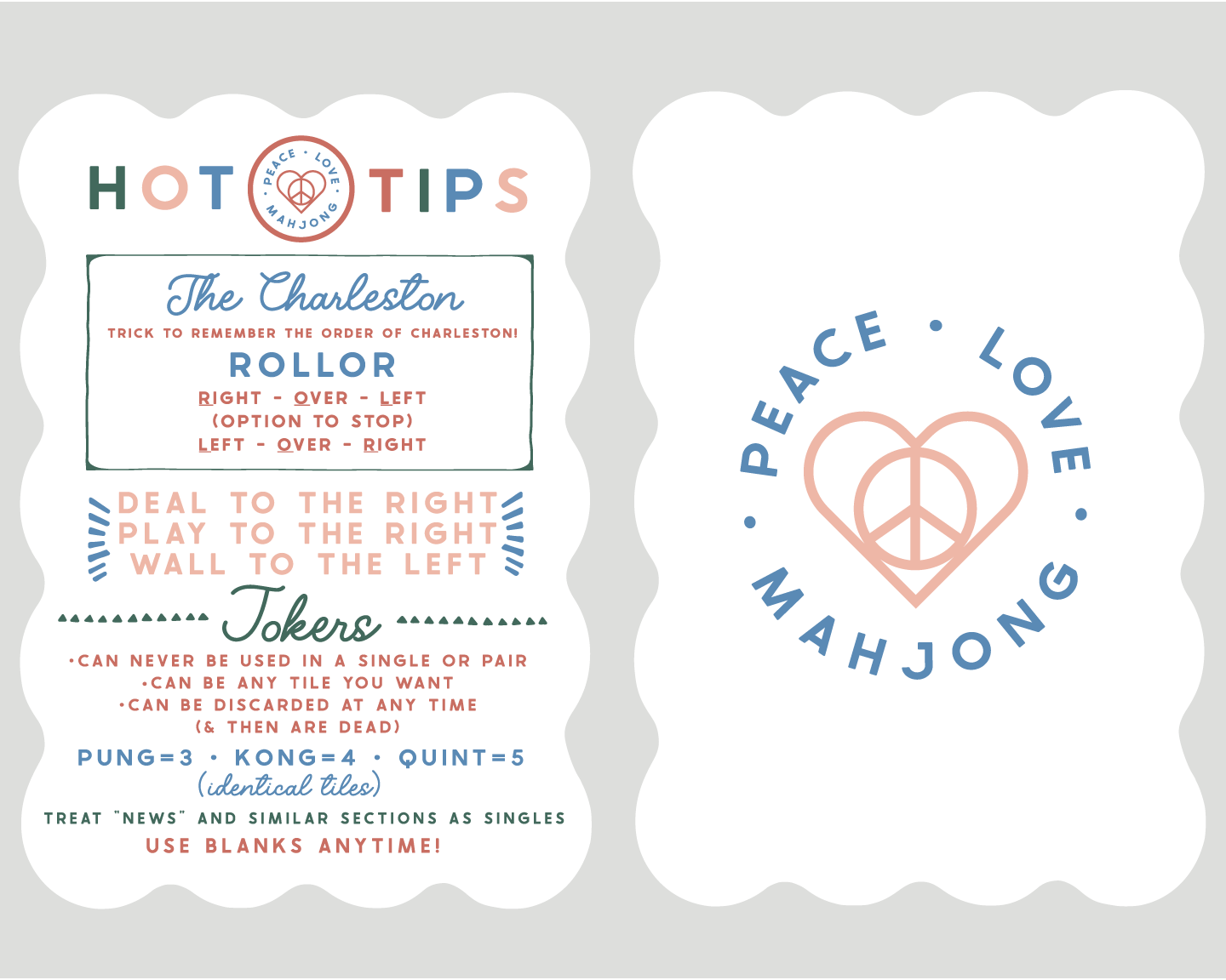 Peace Love Mahjong - Mahjong Tile Shufflers + Hot Tips/Set of Two: White