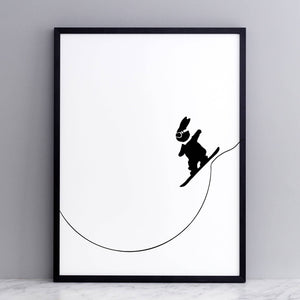 HAM - Snowboarding Rabbit Print