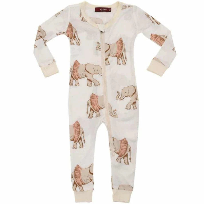 Milkbarn Bamboo Zipper Pajama | Tutu Elephant