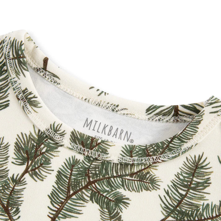 Milkbarn Brushed Long Sleeve Two-Piece Pajama Set | Pine