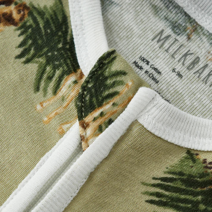 Milkbarn Organic Cotton Zipper Footed Romper | Forest Party