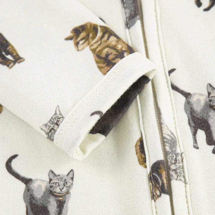Milkbarn Cotton Zipper Footed Romper | Cat
