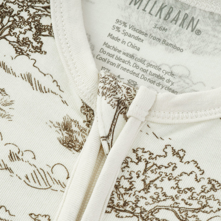 Milkbarn Luxe Stretch Zipper Footed Romper | Country Toile